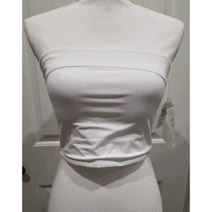 Mono B White Bando Double Lined With Removable Pads & Grippy Size L NWT